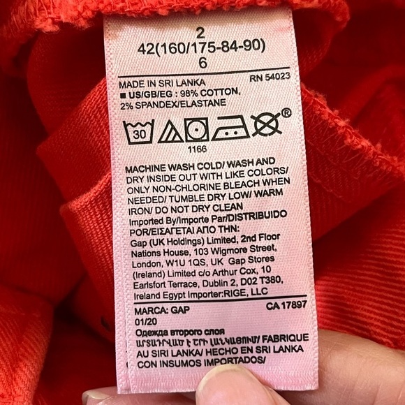 Gap 4" High Rise Shorts Orange Coral Cotton Spsndex Stretch Preppy Size 2 - Picture 6 of 10